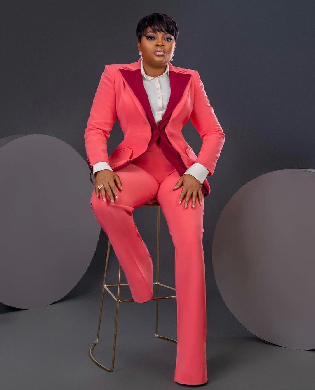 Plus Size Women Pants Suits For Wedding Custom Made High Waist Long Sleeve Evening Wear 2 Pieces