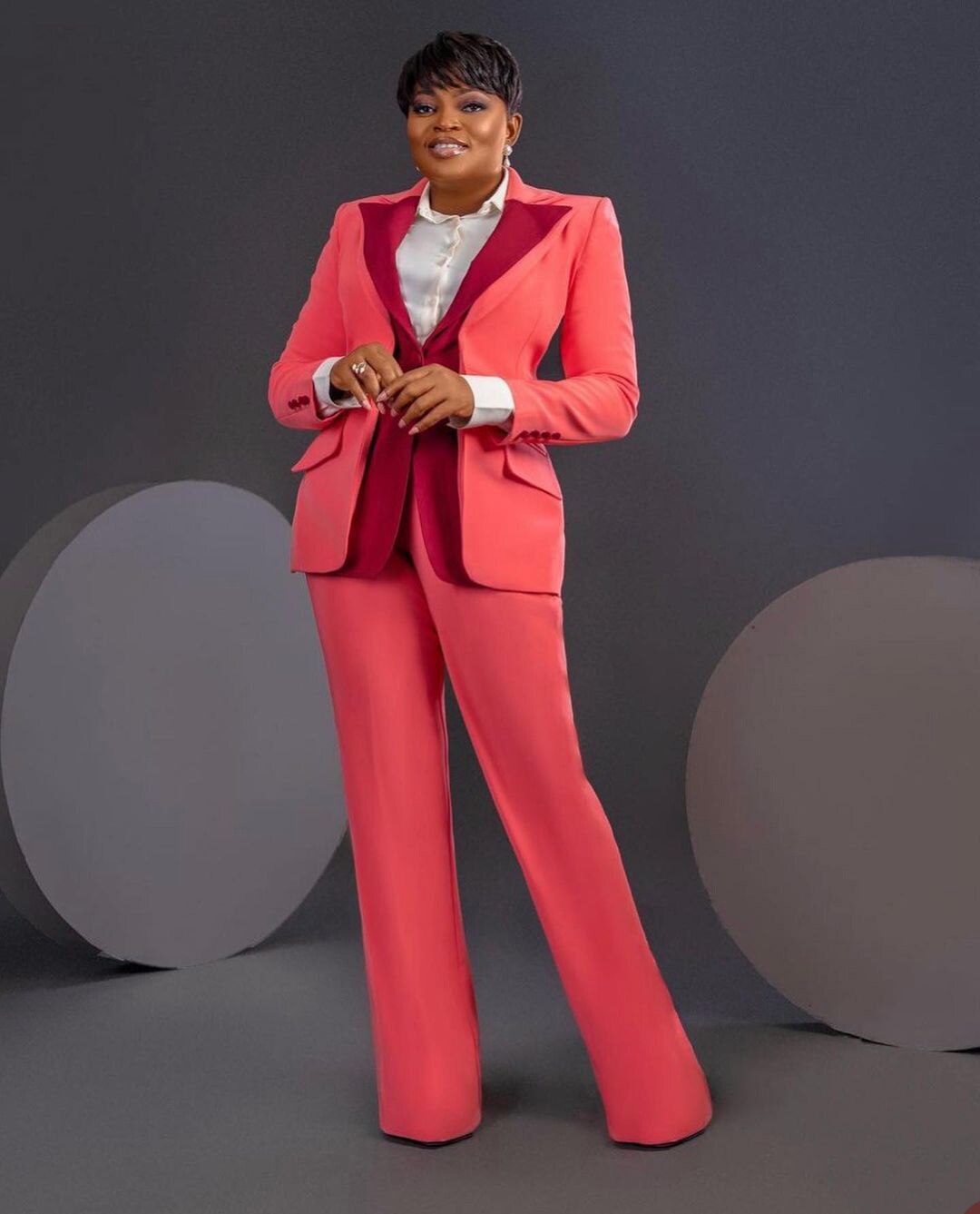 Plus Size Women Pants Suits For Wedding Custom Made High Waist Long Sleeve Evening Wear 2 Pieces