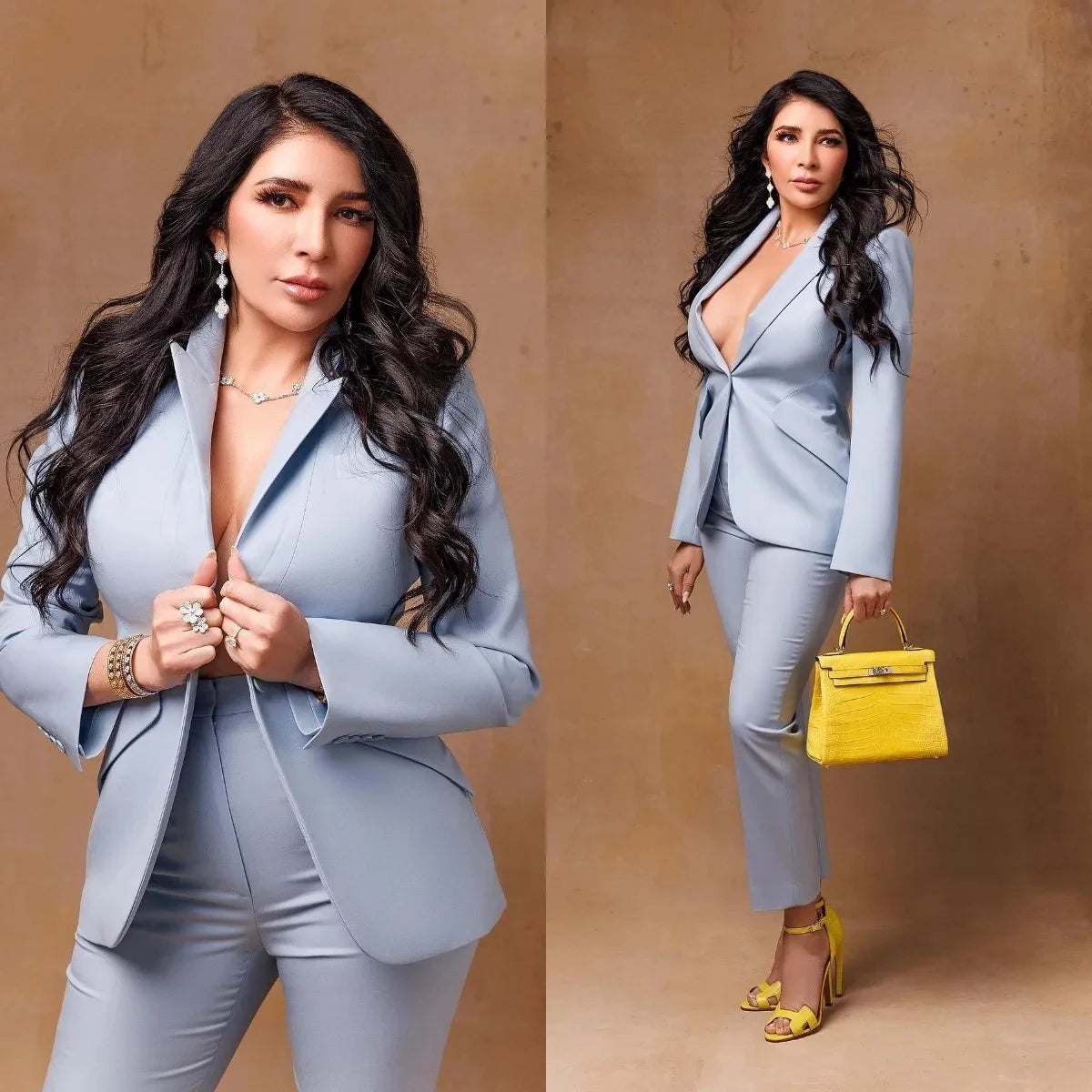 Plus Size Women Pants Suits Slim Fit Two Pieces Blazer Suit Ladies Prom Party Wedding Wear Outfit (Jacket+Pants)