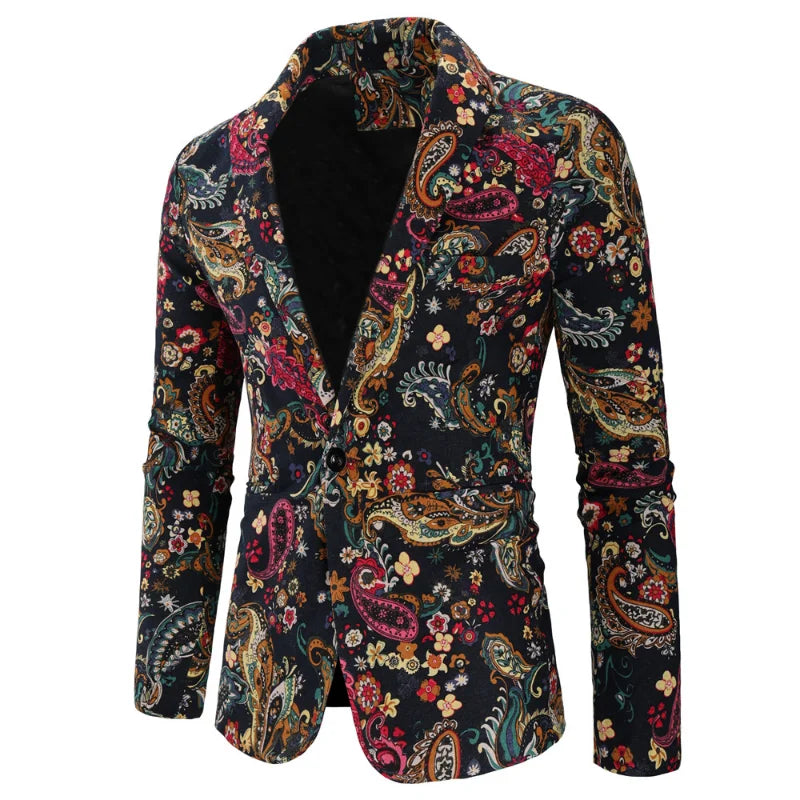 Blazers informales ajustados de moda para hombre, trajes estampados, abrigos, ropa para hombre