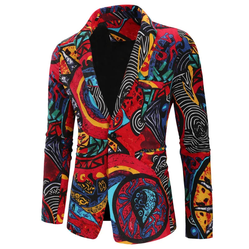 Blazers informales ajustados de moda para hombre, trajes estampados, abrigos, ropa para hombre