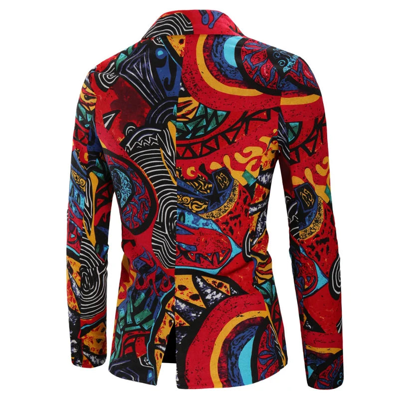 Blazers informales ajustados de moda para hombre, trajes estampados, abrigos, ropa para hombre
