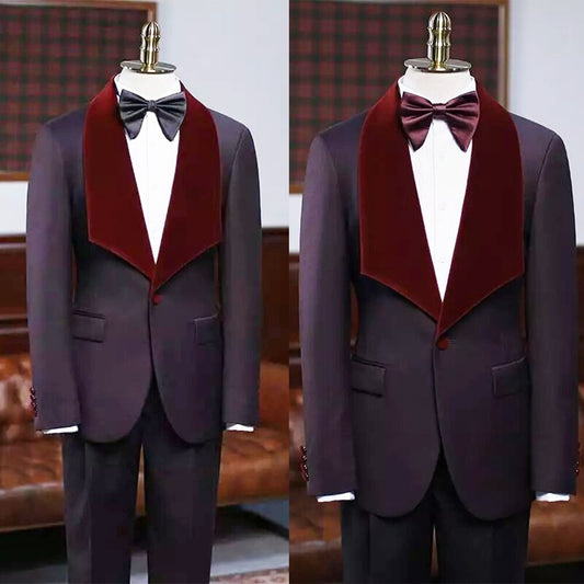 Costume homme violet classique avec veste et pantalon deux pièces, coupe slim, style business, pour mariage, occasion formelle 