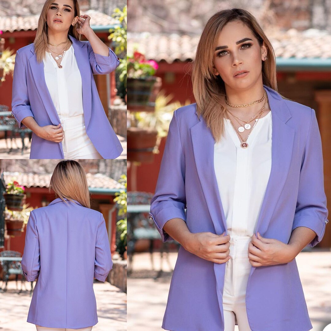Costume violet pour femme, veste de travail, manteau, soirée, bal, mariage, smoking, une pièce 
