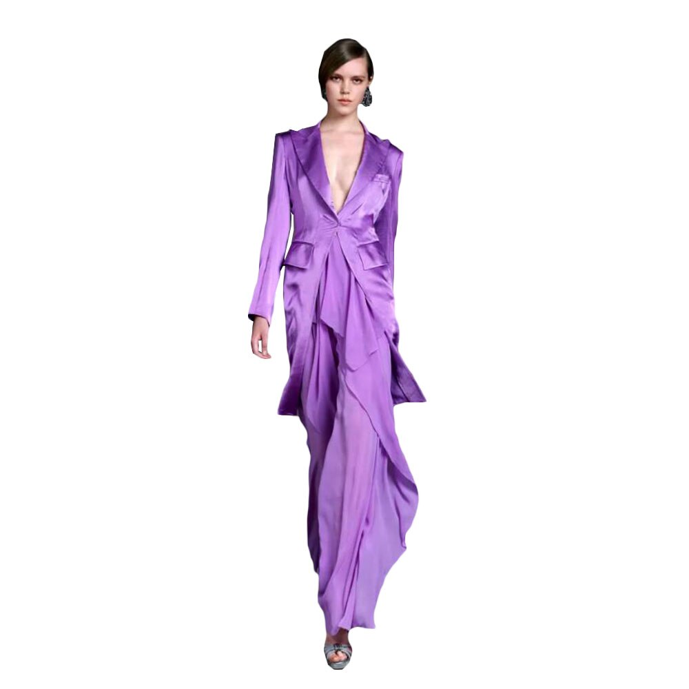 Trajes de pantalón morados para madre de la novia, para mujer, hechos a medida, holgados, para fiesta de noche, formales, cumpleaños, ropa de trabajo, 2 piezas 