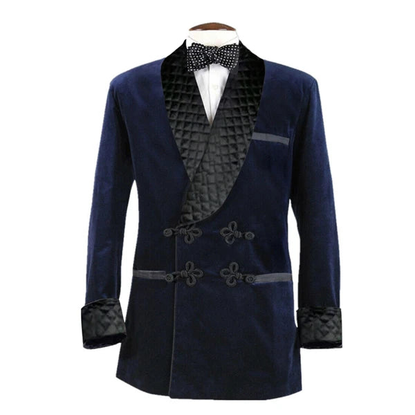 Veste de costume en velours violet pour homme, blazer long à revers châle avec double boutonnage, pour dîner, mariage, smoking