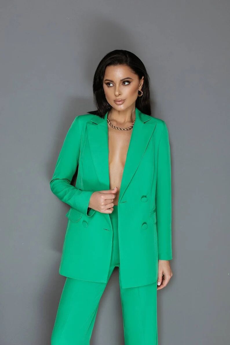 Purple Women Suits Blazer Breasted Slim Fit Party Night Club Pants Suit Formal Outfits Two Pieces
