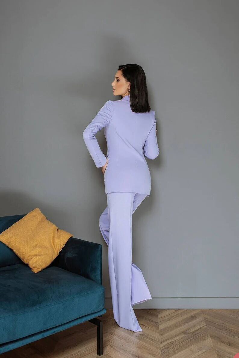 Purple Women Suits Blazer Breasted Slim Fit Party Night Club Pants Suit Formal Outfits Two Pieces
