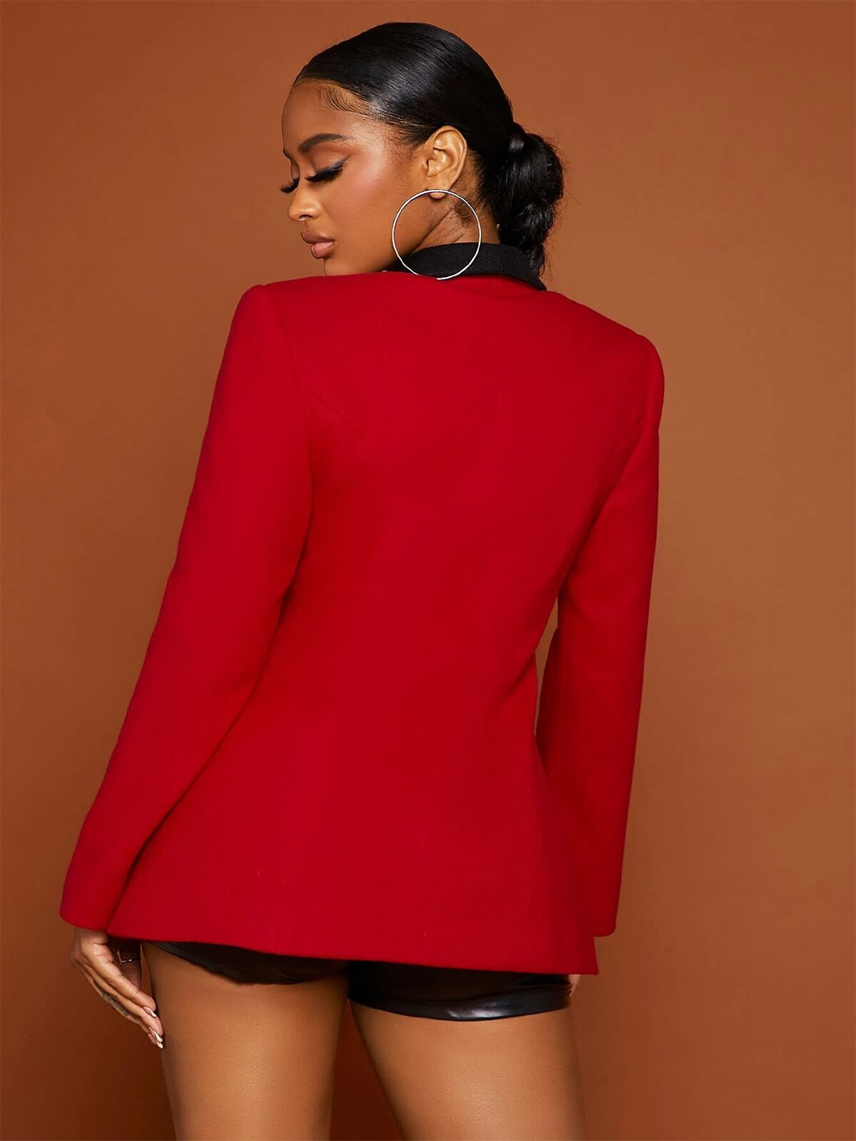 Red Black Blazer Jacket Slim Fit Long Sleeve Formal Wedding Tuxedos Prom Evening Wear One Piece