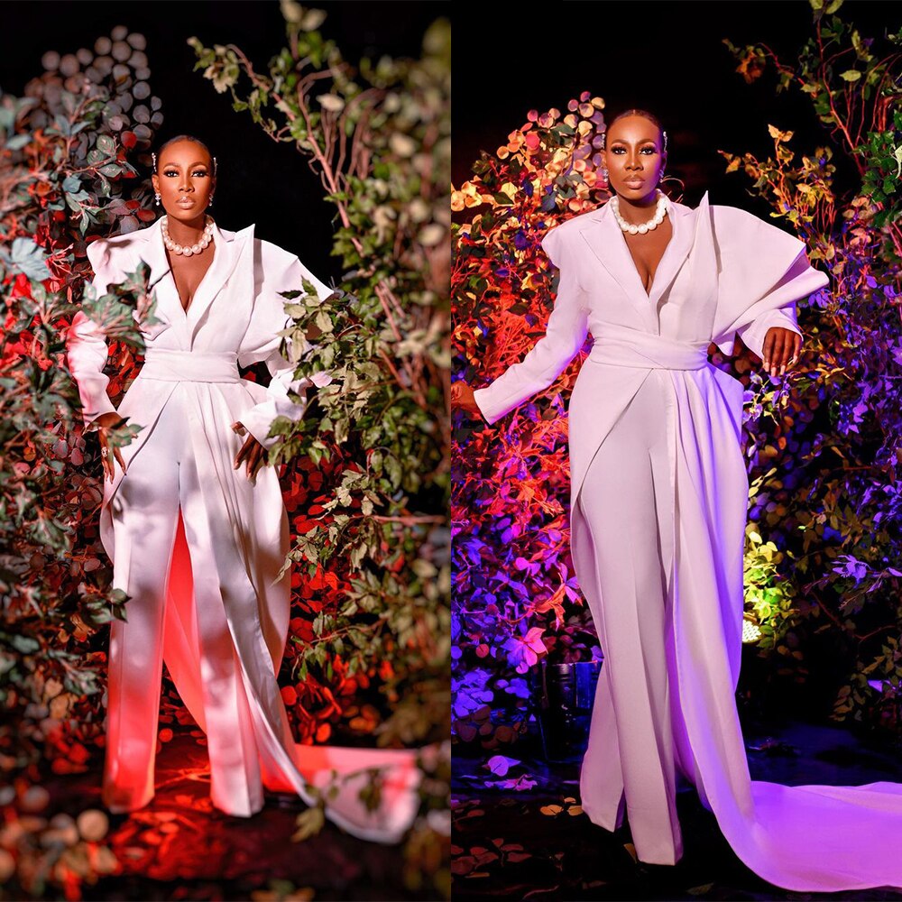 Trajes de pantalón para mujer, 2 piezas, corte entallado, para boda, graduación, fiesta de noche 