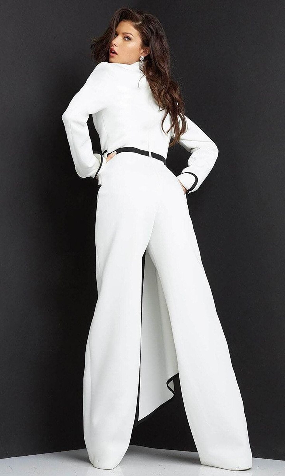 Women Pants Suits Color Matching White Black Wedding Suit Prom Evening Party Wear 2 Pieces