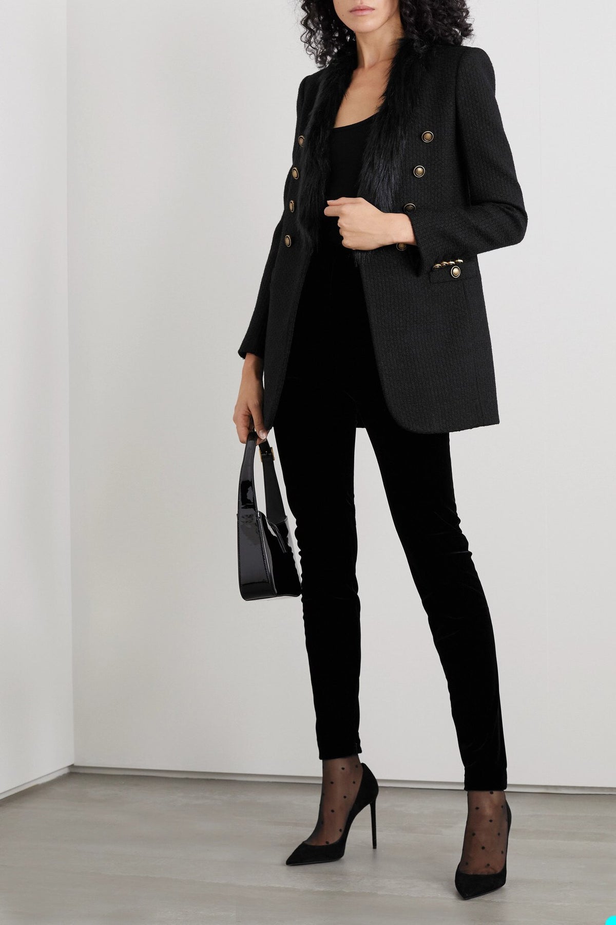 Ensemble de smoking noir chaud en plumes d'autruche pour femme, tenue de soirée, blazer, tenue de cérémonie pour mariage (veste + pantalon) 
