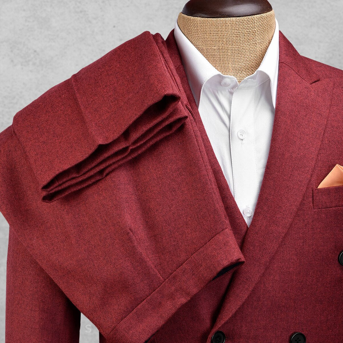 Costume classique rouge pour homme, veste et pantalon croisés, sur mesure, pour marié, mariage, occasion formelle 