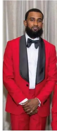 Trajes de hombre para padre e hijo, color rojo, con solapa negra, para graduación, esmoquin, chaqueta y pantalón para boda, 2 piezas (chaqueta + pantalón)