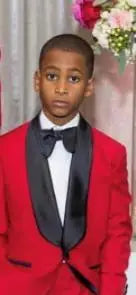 Trajes de hombre para padre e hijo, color rojo, con solapa negra, para graduación, esmoquin, chaqueta y pantalón para boda, 2 piezas (chaqueta + pantalón)