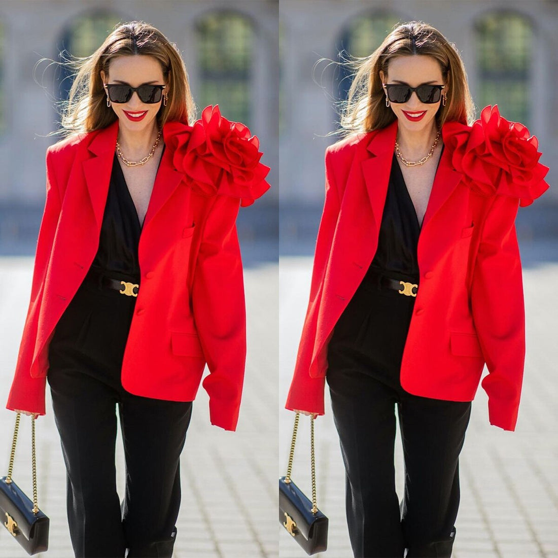 Blazer de mujer con flores rojas, chaqueta a medida para dama, ropa formal para graduación o boda, solo una pieza 