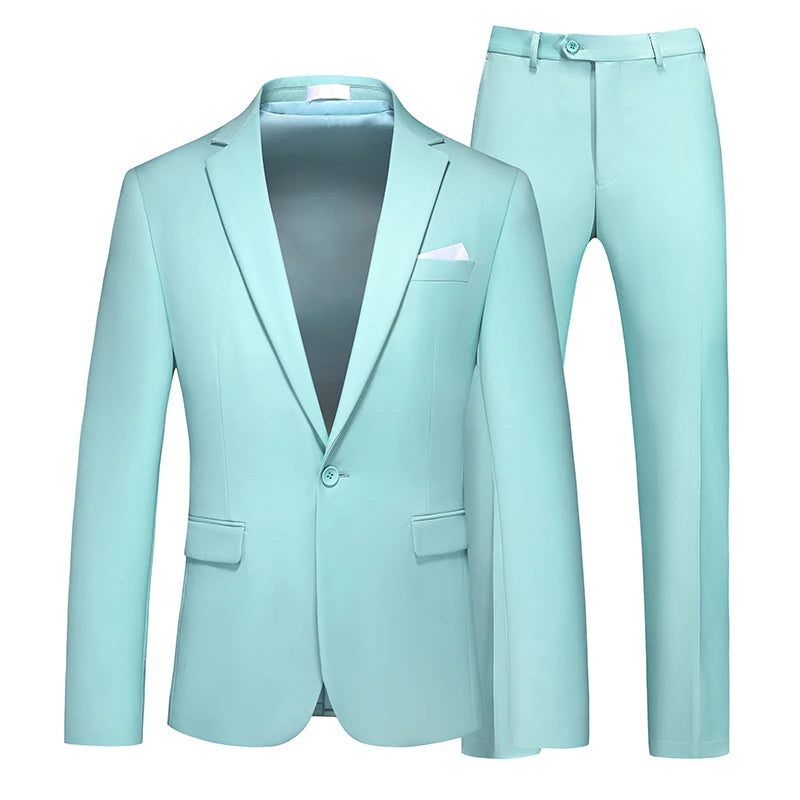Traje formal rojo de 2 piezas para hombre, vestido de fiesta de boda, abrigo y pantalones, talla grande, negro, blanco y azul. 