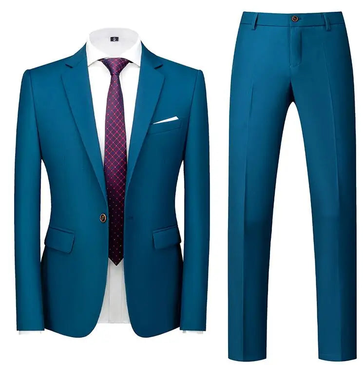 Traje formal rojo de 2 piezas para hombre, vestido de fiesta de boda, abrigo y pantalones, talla grande, negro, blanco y azul. 