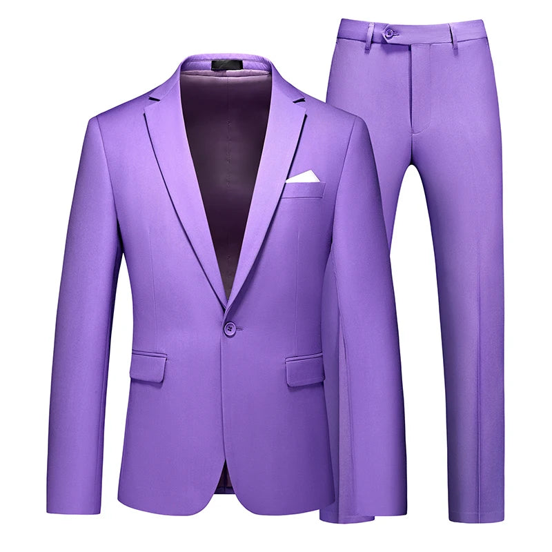 Traje formal rojo de 2 piezas para hombre, vestido de fiesta de boda, abrigo y pantalones, talla grande, negro, blanco y azul. 