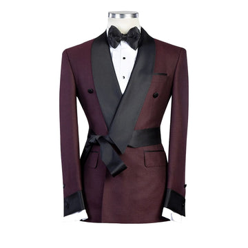 Classic Men Suit Double Breasted Tailor-Made Black Collar One-Pieces Jacket Designer Formal Occasion Costume Made