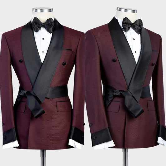 Classic Men Suit Double Breasted Tailor-Made Black Collar One-Pieces Jacket Designer Formal Occasion Costume Made