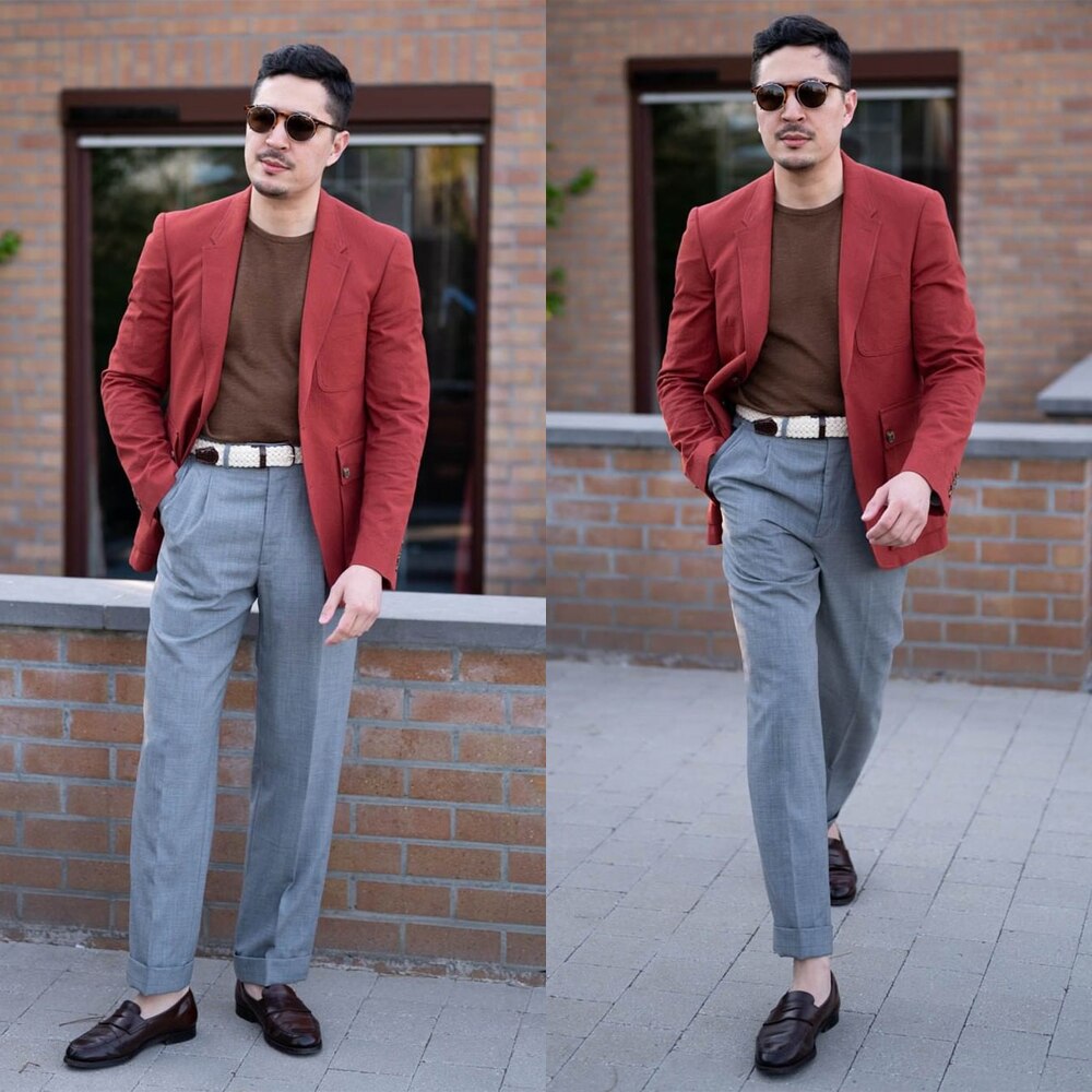Costume rouge pour homme, smoking fin sur mesure, veste une pièce, costume de marié pour fête de mariage