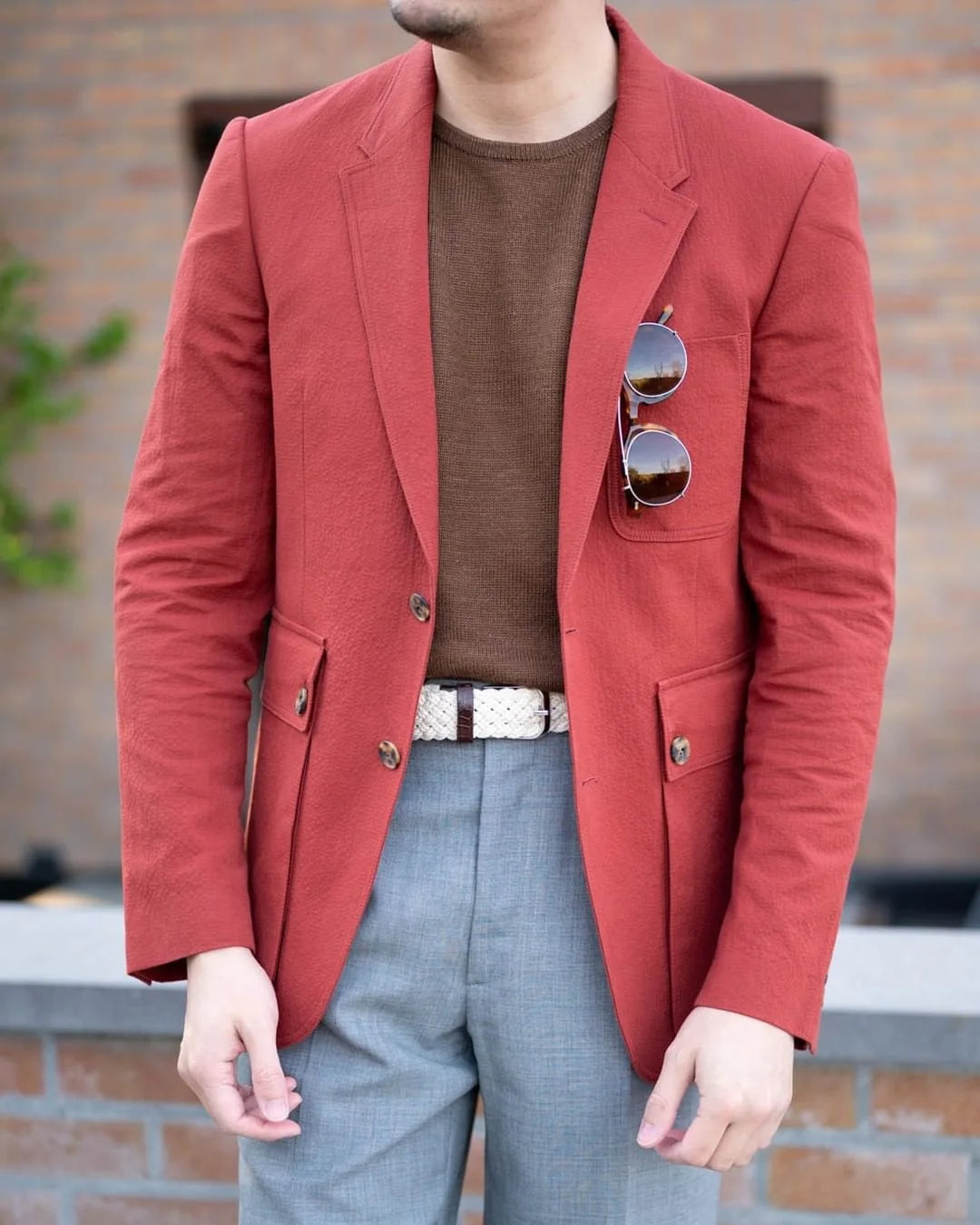 Costume rouge pour homme, smoking fin sur mesure, veste une pièce, costume de marié pour fête de mariage