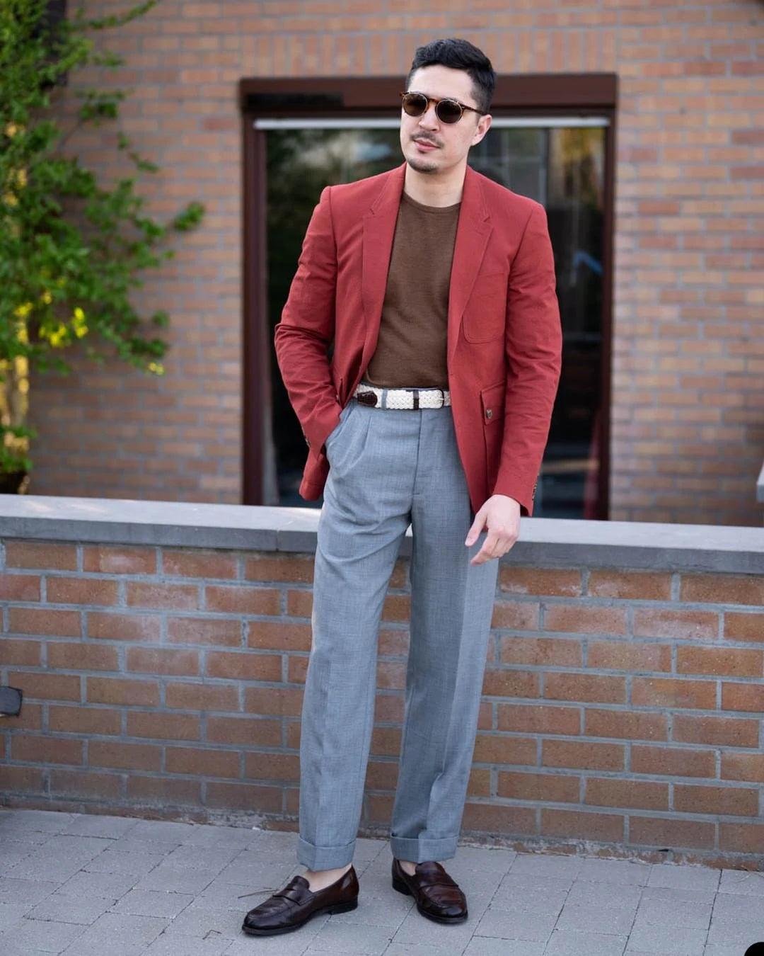 Costume rouge pour homme, smoking fin sur mesure, veste une pièce, costume de marié pour fête de mariage