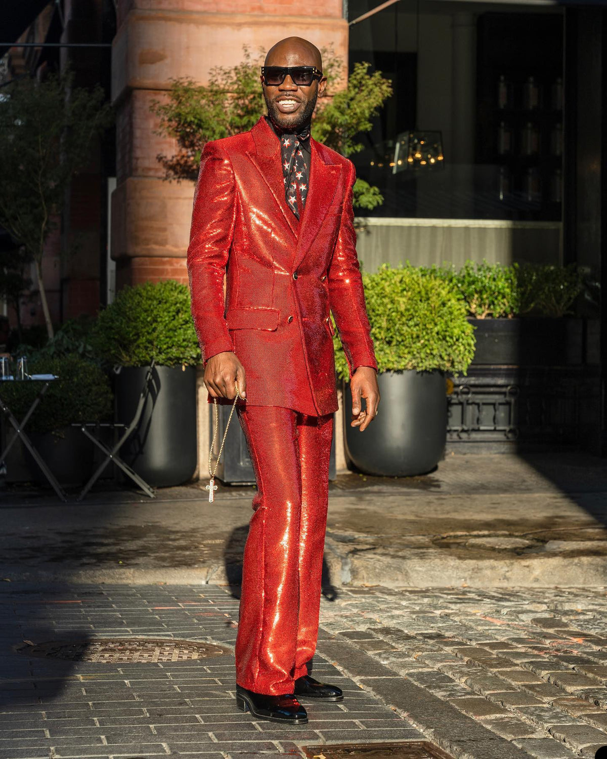 Red Men's Suits Tailored 2 Pieces Blazer Pants Peaked Lapel Double Beasted Sequins Modern Wedding Slim Custom Made Plus Size