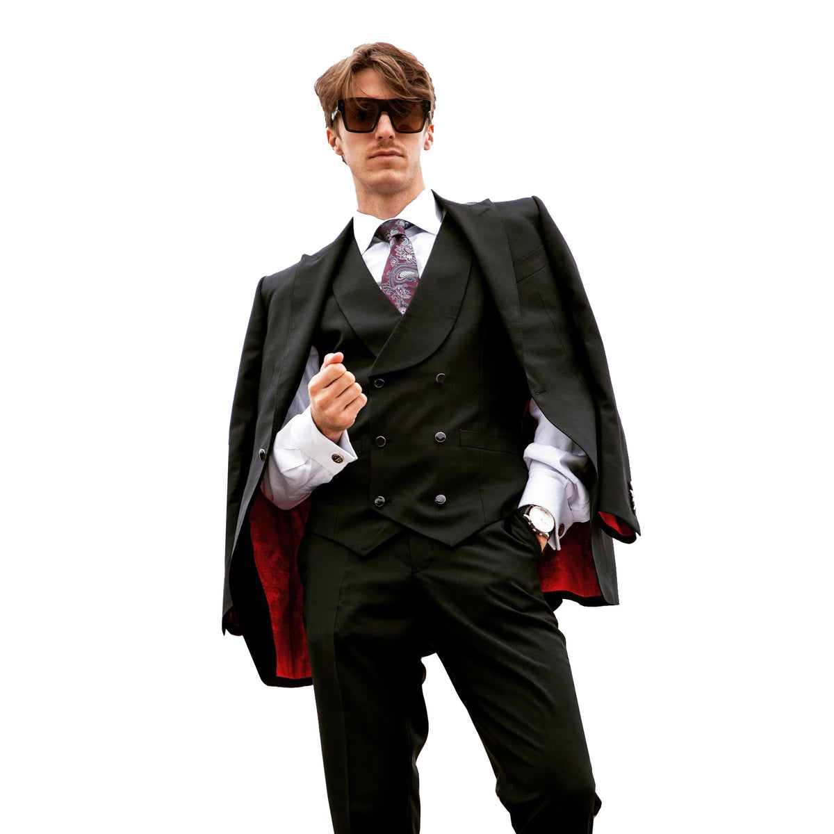 Retro Gentleman Wedding Men Suits Fit Slim Tailor-Made Groom 3-Pieces Coat Vest Pant Formal Occasions Party Singer Costume Made
