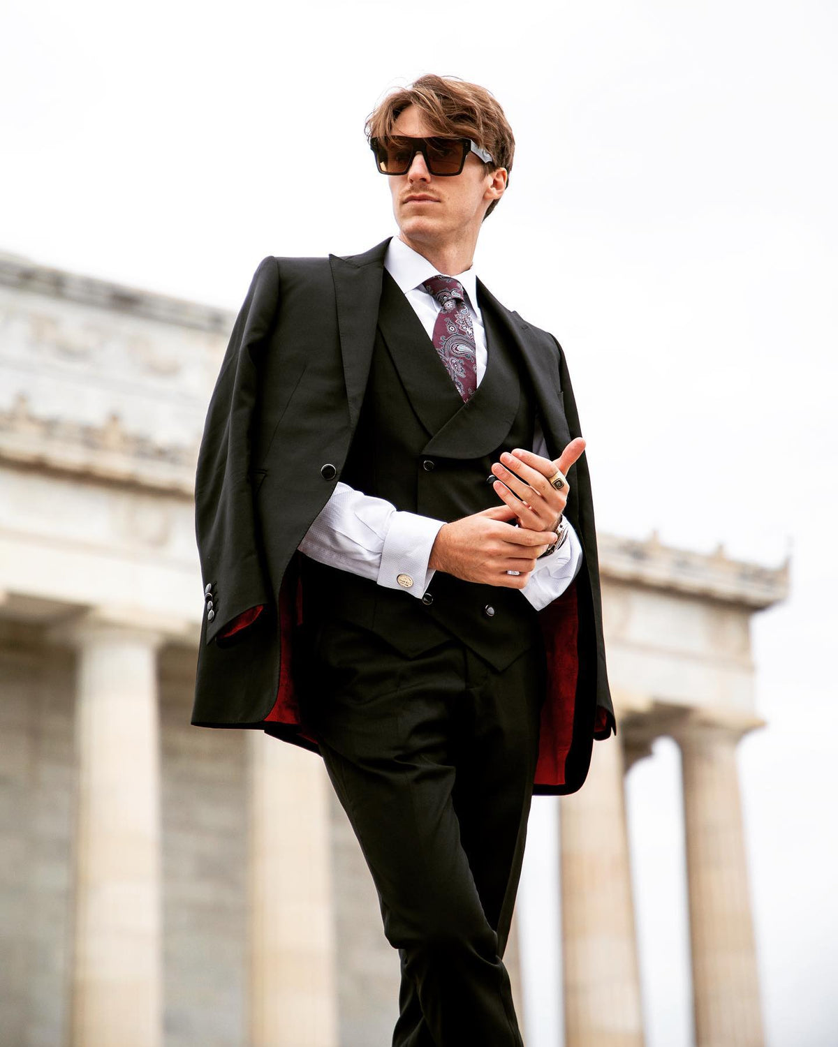 Retro Gentleman Wedding Men Suits Fit Slim Tailor-Made Groom 3-Pieces Coat Vest Pant Formal Occasions Party Singer Costume Made