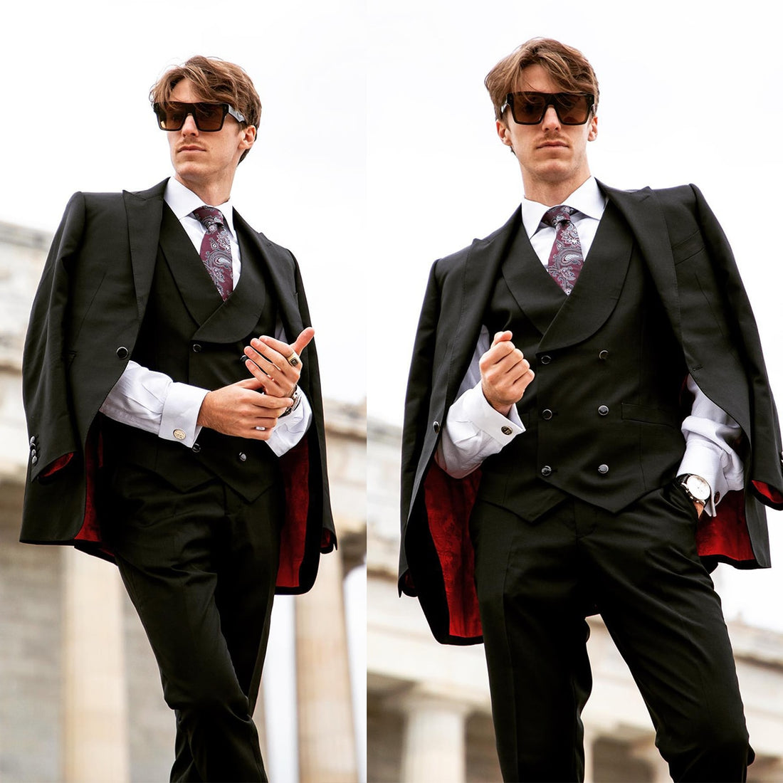 Retro Gentleman Wedding Men Suits Fit Slim Tailor-Made Groom 3-Pieces Coat Vest Pant Formal Occasions Party Singer Costume Made