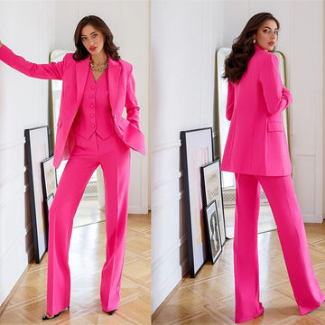 Rose Red Mother of the Bride Pant Suits Formal Office Lady Blazer Wear Prom Party Business Outfits Jacket Vest Pants