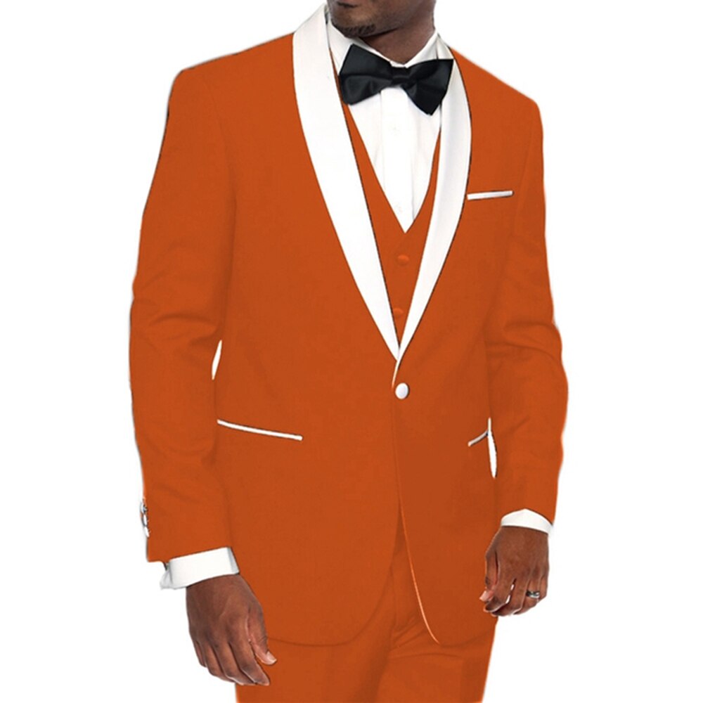 Royal Blue Men Suits 3Pcs Jacket Pants Vest White Shawl Lapel Costume Homme Slim Wedding Tuxedo Groom Blazer Trousers