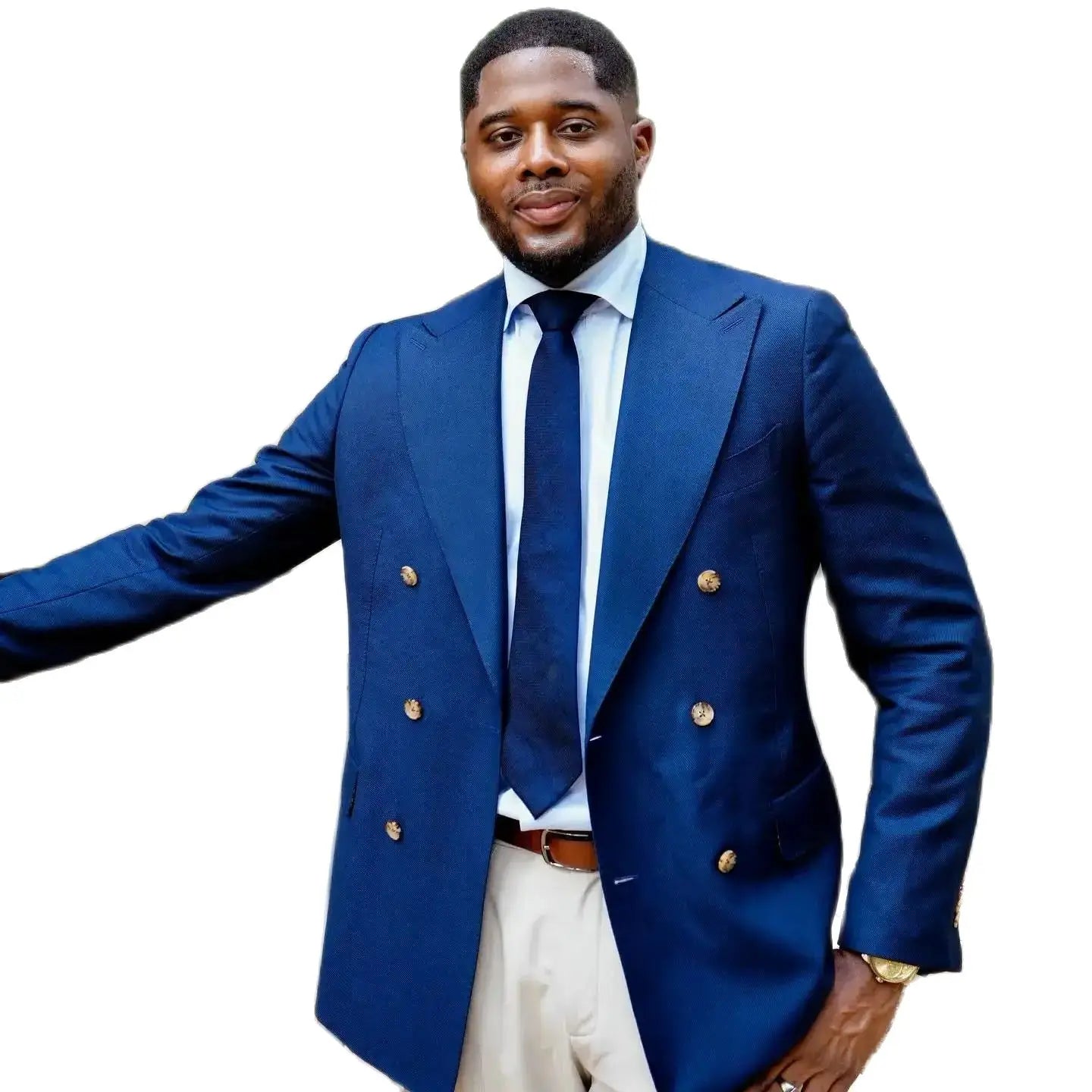 Royal Blue Men's Suit Plus Size Male Blazer Sets Prom Tuxedos Double Breasted Wedding Groom Wear Only Single Jacket