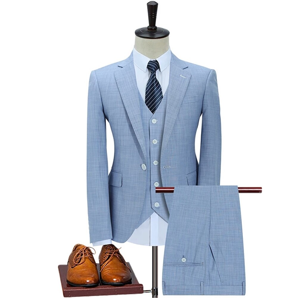 Traje de boda azul real con solapa de pico, blazer y pantalones para hombre, estilo clásico, 3 piezas 