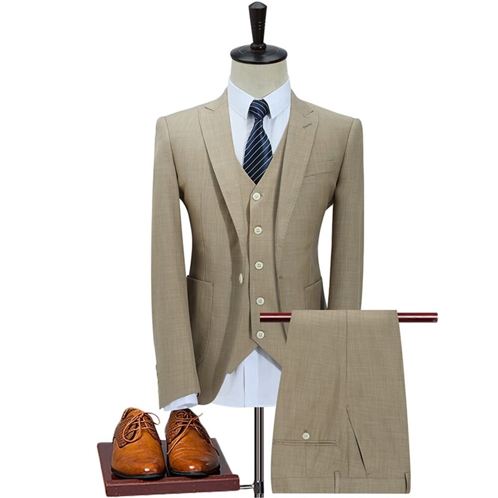 Traje de boda azul real con solapa de pico, blazer y pantalones para hombre, estilo clásico, 3 piezas 