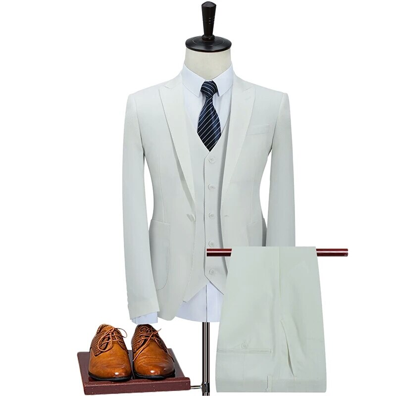 Traje de boda azul real con solapa de pico, blazer y pantalones para hombre, estilo clásico, 3 piezas 