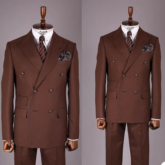 Costume homme rouge rouille avec coupe slim et revers pointus, veste et pantalon, pour mariage, bal, occasion formelle, 2 pièces