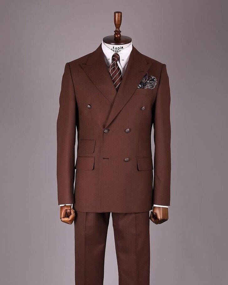 Costume homme rouge rouille avec coupe slim et revers pointus, veste et pantalon, pour mariage, bal, occasion formelle, 2 pièces