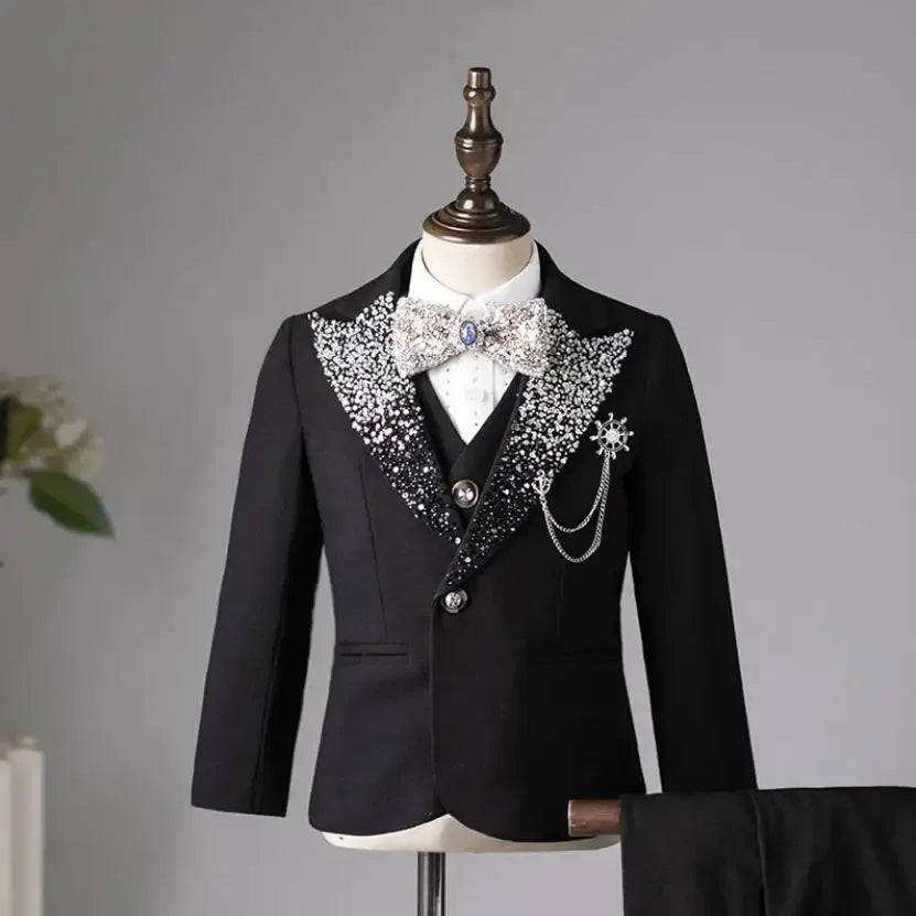 Children's Suit Set for Boys New Autumn and Winter High-End Fashion Show, Blazers for Boys Hosting Piano Performances
