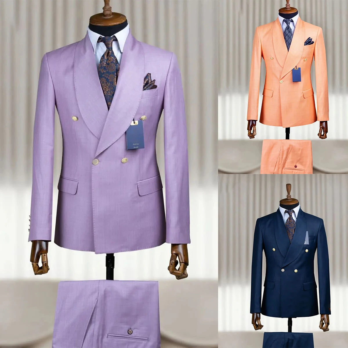Fashion Men's Suits Shawl Lapel Groom Wear for Wedding Party Business Slim Fit Tuxedos 2 Pieces Jacket Pants Custom Made