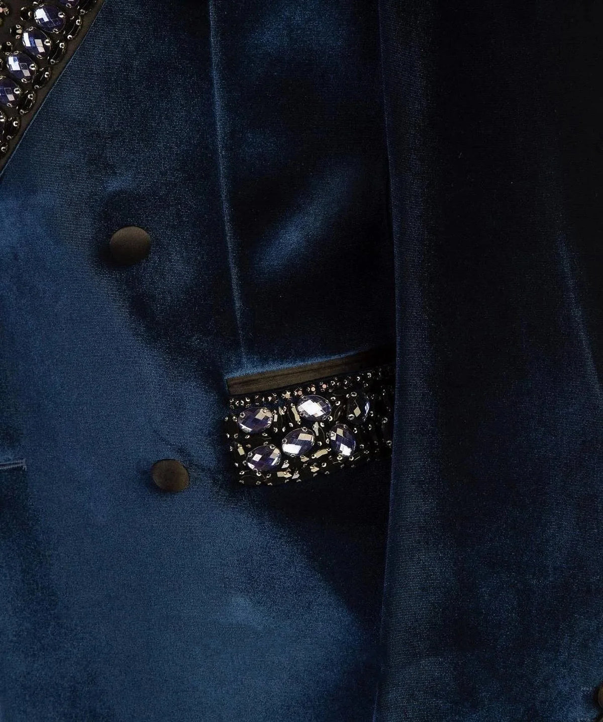 Retro Men's Suit Rhinestone Beaded Blazer Velvet One Piece Peaked Lapel Double Breasted Outfits Coat Customized Only Jacket