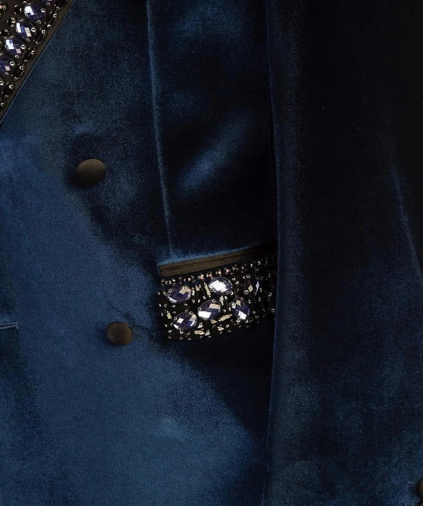 Retro Men's Suit Rhinestone Beaded Blazer Velvet One Piece Peaked Lapel Double Breasted Outfits Coat Customized Only Jacket