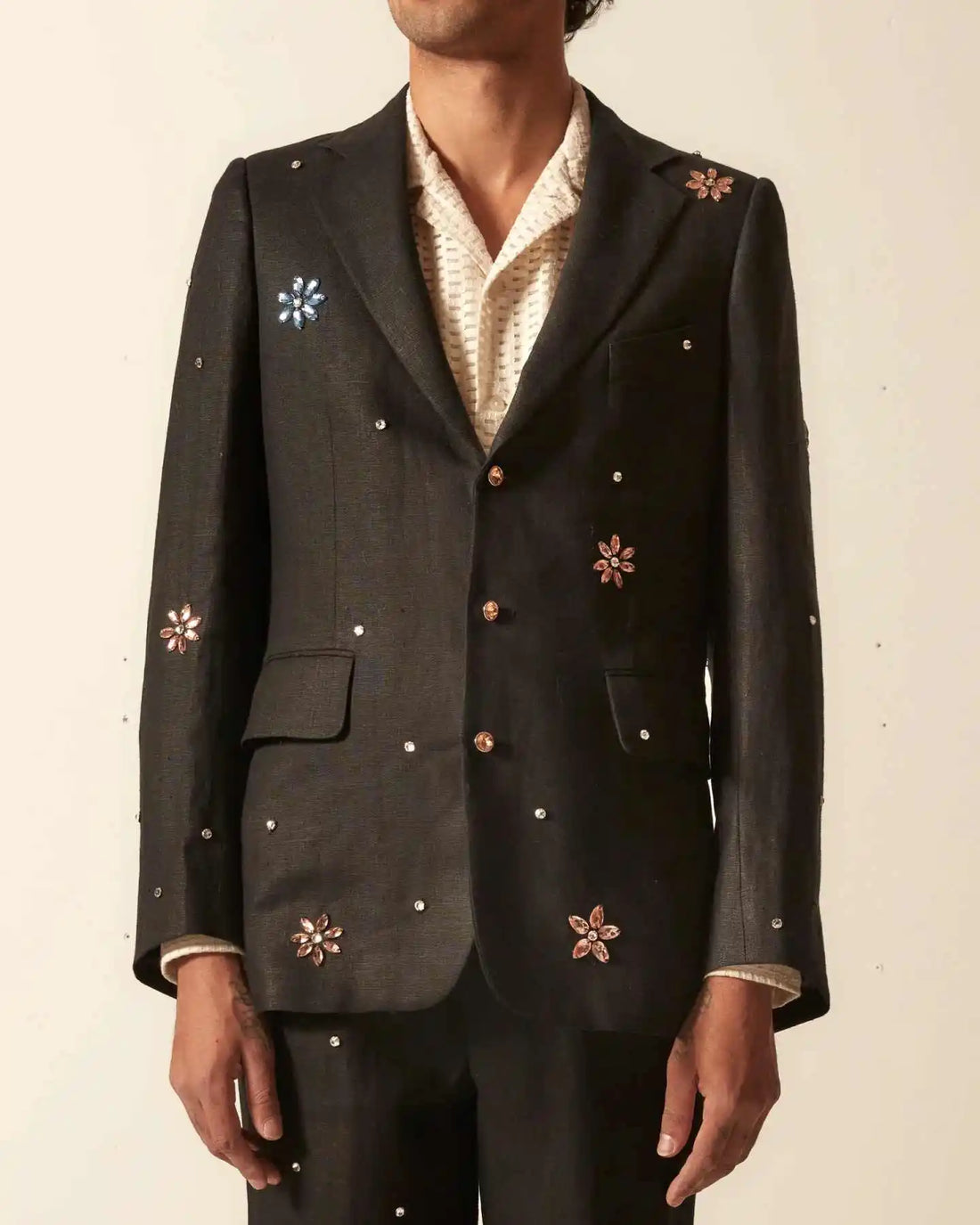 Sparkling  Men's Suits 2 Pieces Jacket Pants Single Breasted Notch Lapel Crystals Prom Ladies Business Office Customized