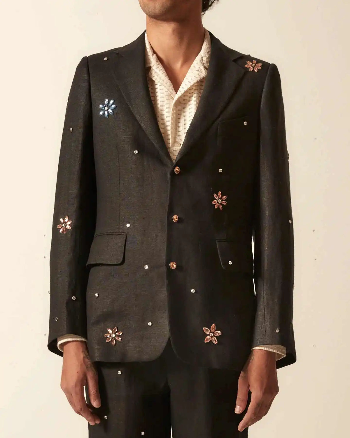 Sparkling  Men's Suits 2 Pieces Jacket Pants Single Breasted Notch Lapel Crystals Prom Ladies Business Office Customized