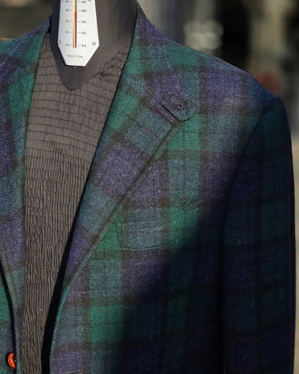 Plaid Woolen Autumn Men's Coat Peaked Lapel Tuxedos Single Breasted Groom Wear Business Party Coats Only Blazer Customized