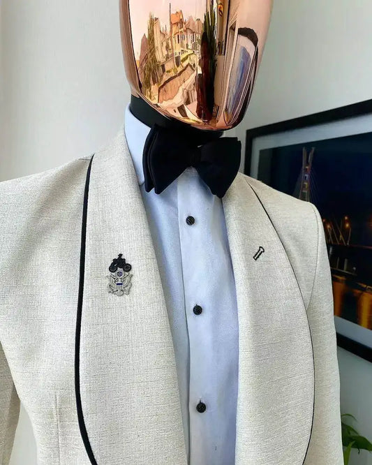 Special Men Suits for Wedding Blazer Shawl Lapel 2 Pieces Set Design Party Groom Tuxedo Coat Customized Jackets Black Pants