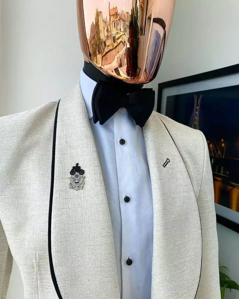 Special Men Suits for Wedding Blazer Shawl Lapel 2 Pieces Set Design Party Groom Tuxedo Coat Customized Jackets Black Pants