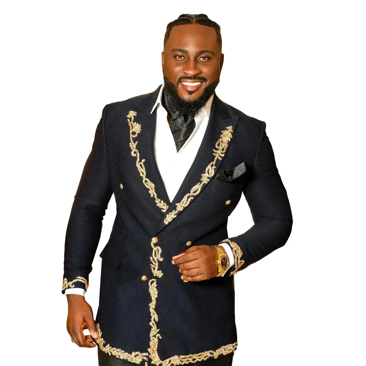 Vintage Men Suits Tailor-Made 2 Pieces Appliques Peaked Lapel Jacket Blazer Double Breasted Evening Party Customized Coat Pants